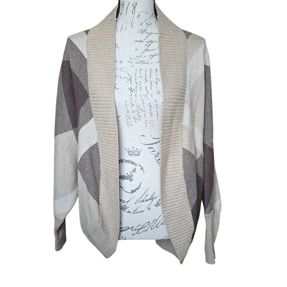 Rachel Zoe Women's Size Large Brown Tan Block Soft Cardigan